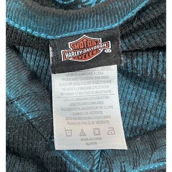 Women's Harley Davidson Blue Ombré Embelled Long Sleeve Size XL Y2K Moto FL - Picture 4 of 7